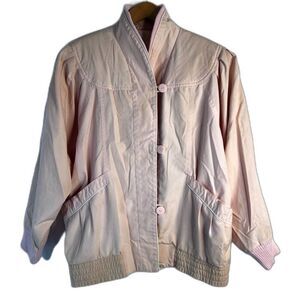 Mulberry Street Vintage Pink‎ Retro Granny Core Button Front Jacket Size Large